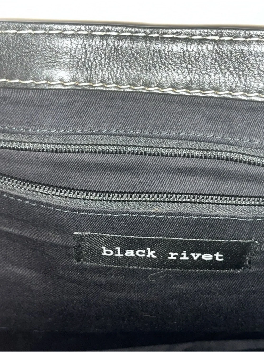 Black Rivet Distressed Black Leather Messenger Bag for Men